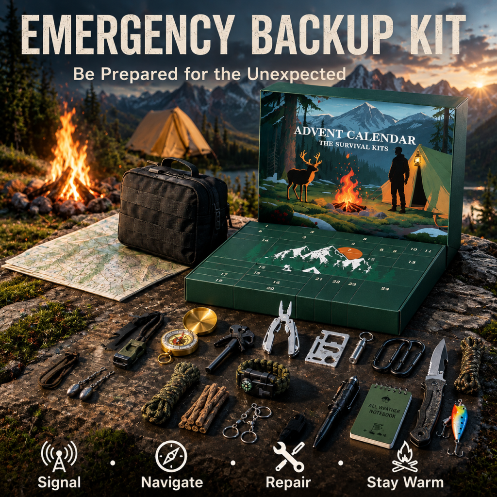 24pc Survival Advent Calendar Gift Box Outdoor Tool First Aid Kit Camping Hiking