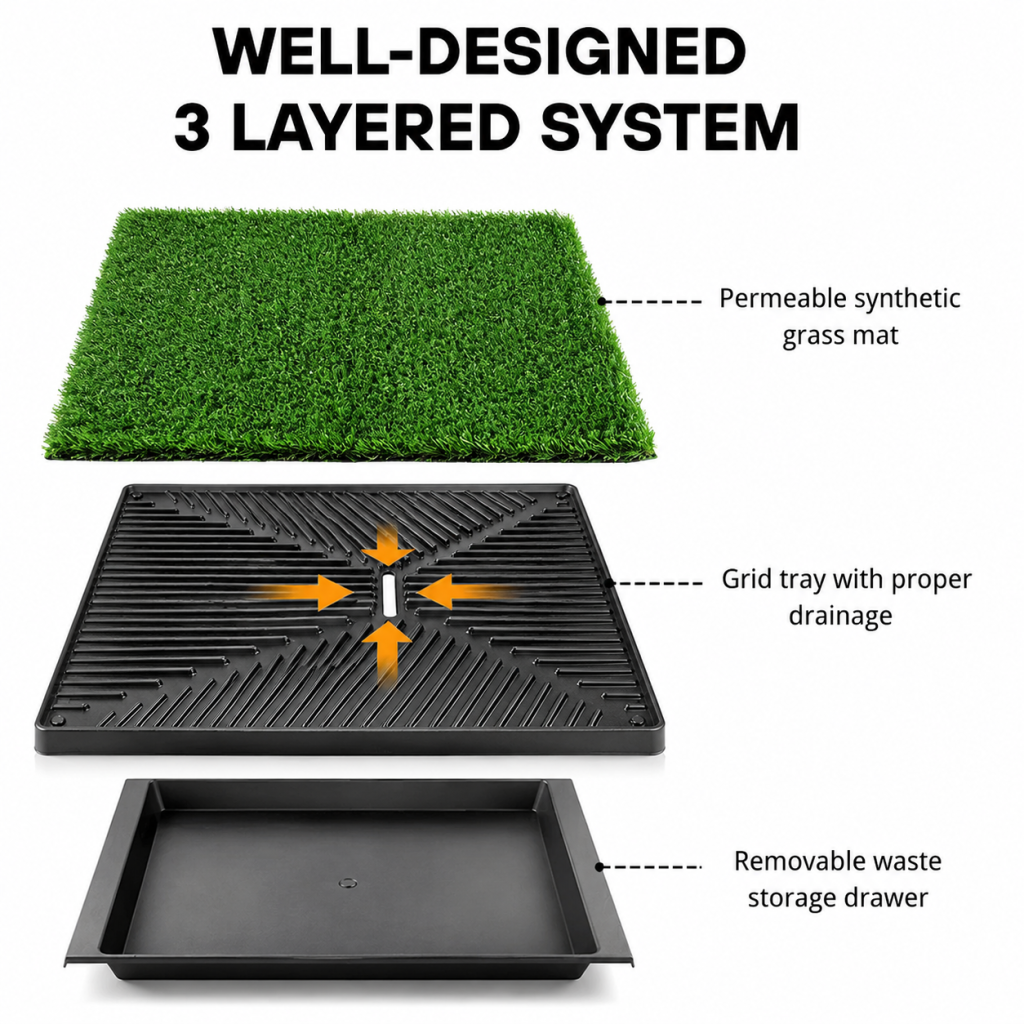 Indoor Dog Puppy Potty Training Artificial Grass Pad Tray 64x51cm Pet Toilet Mat