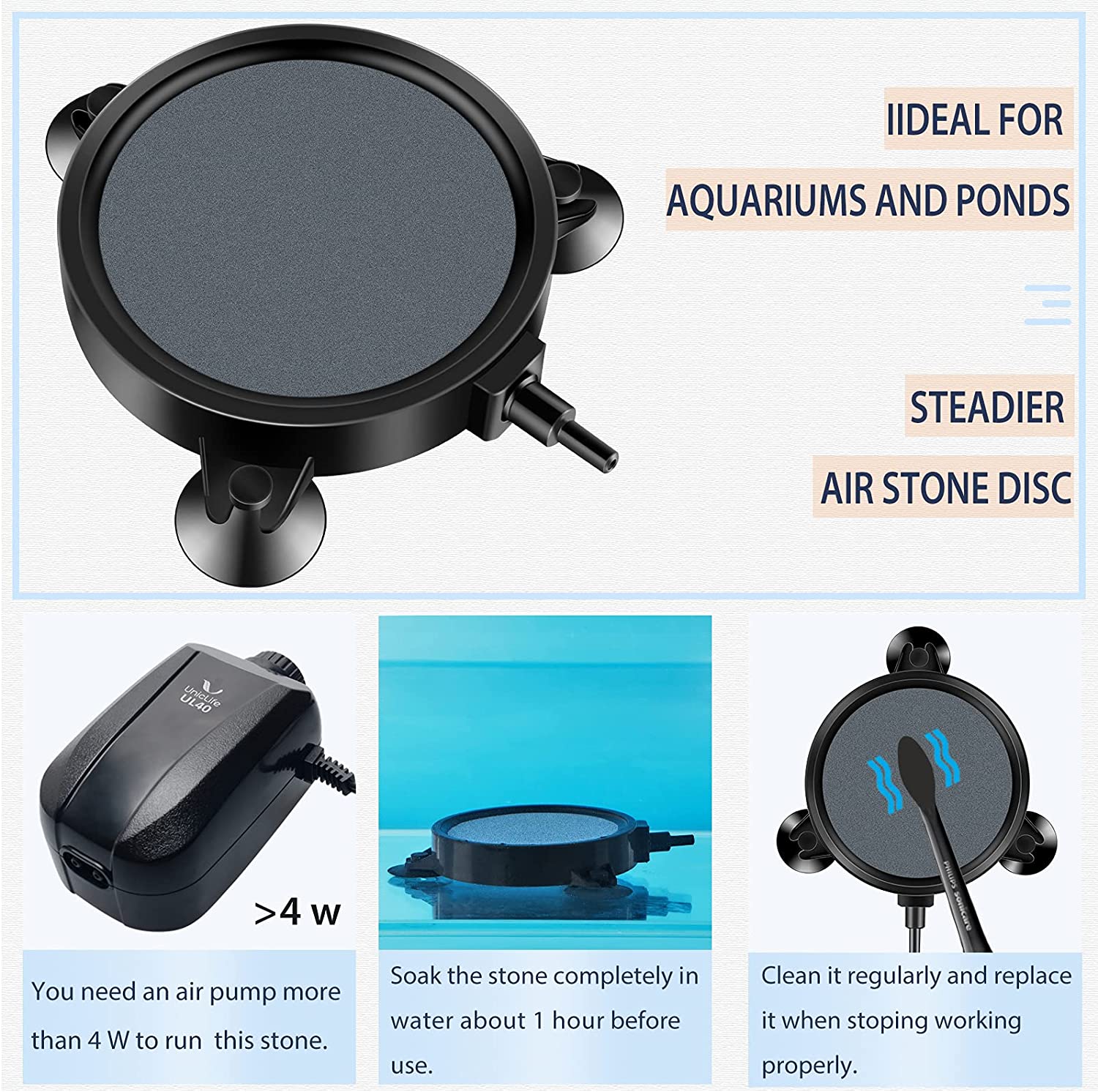 4 inch Round Air Stone Disk Bubble Diffuser Airstone for Aquarium Fish Tank