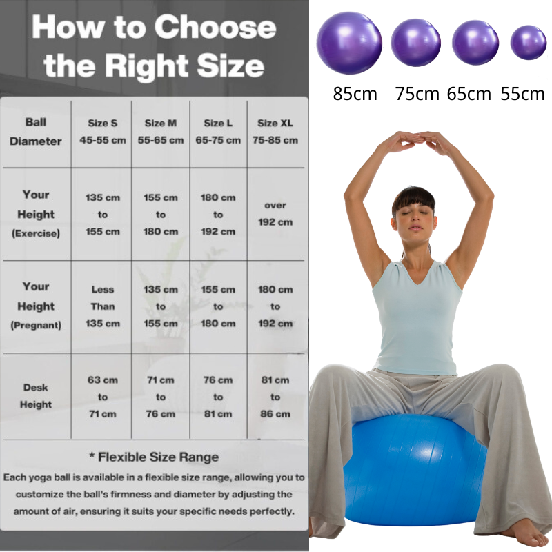 Extra Thick Yoga Ball Anti-Burst Fitness Ball for Pilates Fitness 55/65/75/85cm