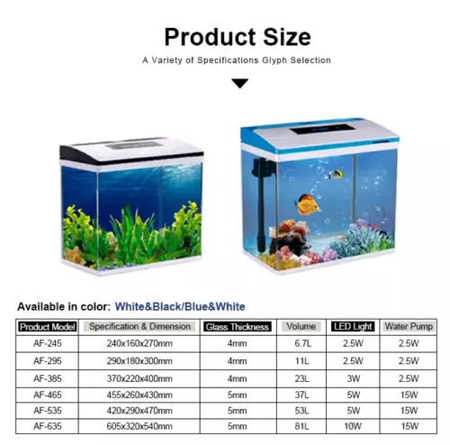 Aquarium 37L Fish Tank LED Light Complete Set Digital Display Touch Control