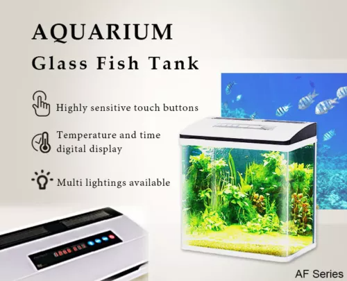 Aquarium 37L Fish Tank LED Light Complete Set Digital Display Touch Control