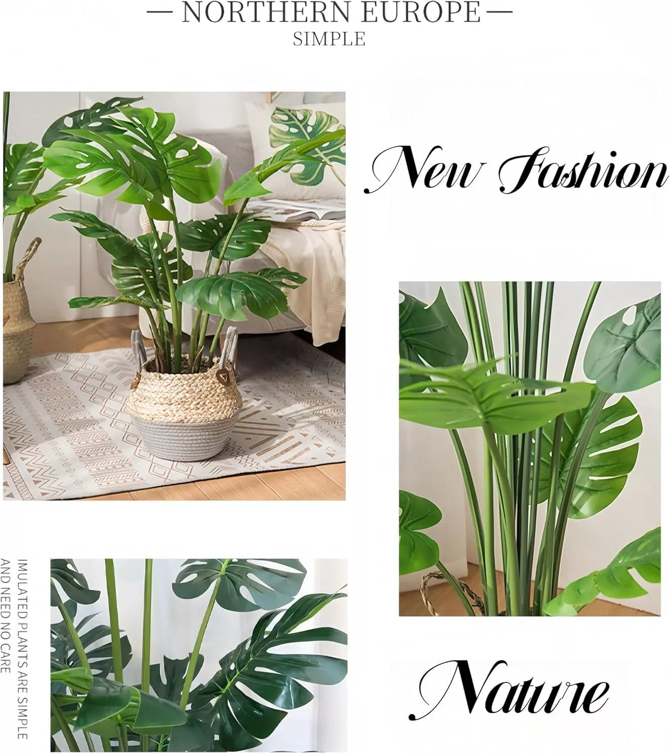 Artificial Monstera Deliciosa Plant 90CM Faux Tropical Palm Tree for for Home Office Decor