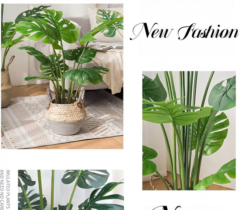 Artificial Monstera Deliciosa Plant 90CM Faux Tropical Palm Tree for for Home Office Decor