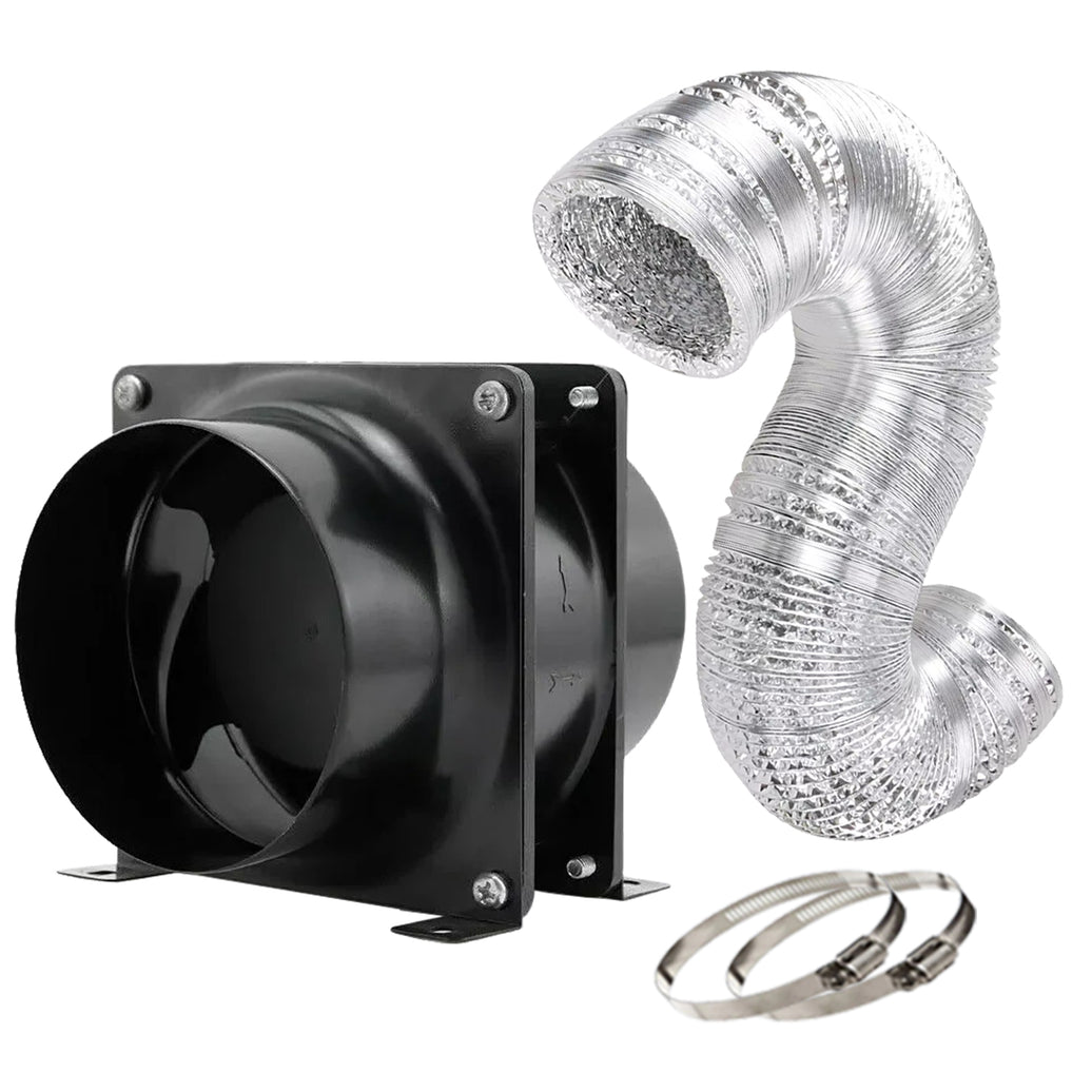 GROZY 4"/100mm Axial Fan Flexible Ducting Stainless Steel Hose Clamps Ventilation Kit