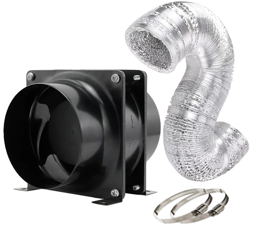 GROZY 4"/100mm Axial Fan Flexible Ducting Stainless Steel Hose Clamps Ventilation Kit