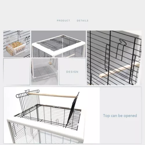 Bird Cage Parrot Cockatiel Aviary Pet Budgie Birdcage with Acrylic Clear Front Back Panel