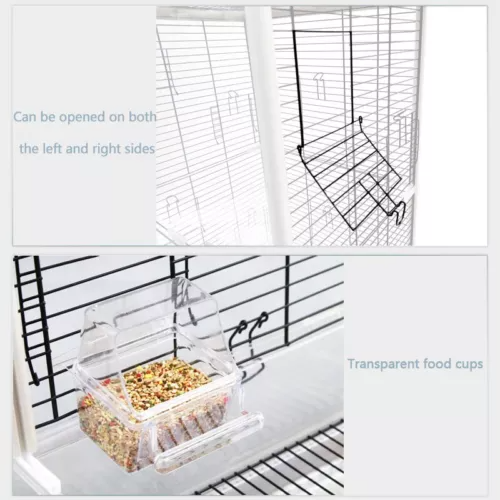 Bird Cage Parrot Cockatiel Aviary Pet Budgie Birdcage with Acrylic Clear Front Back Panel