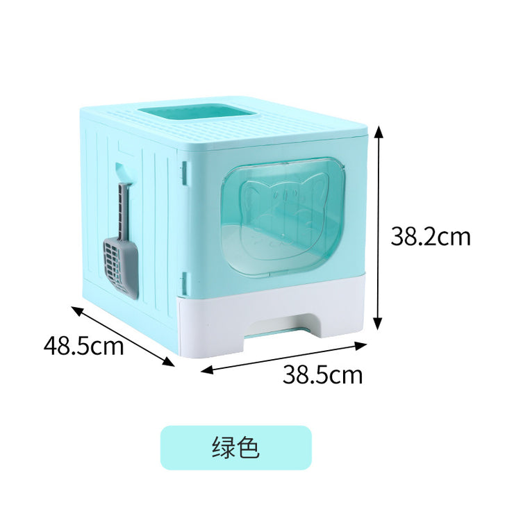 Large Foldable Cat Litter Box Toilet Tray Kit Enclosed Kitty Hooded Top Entry