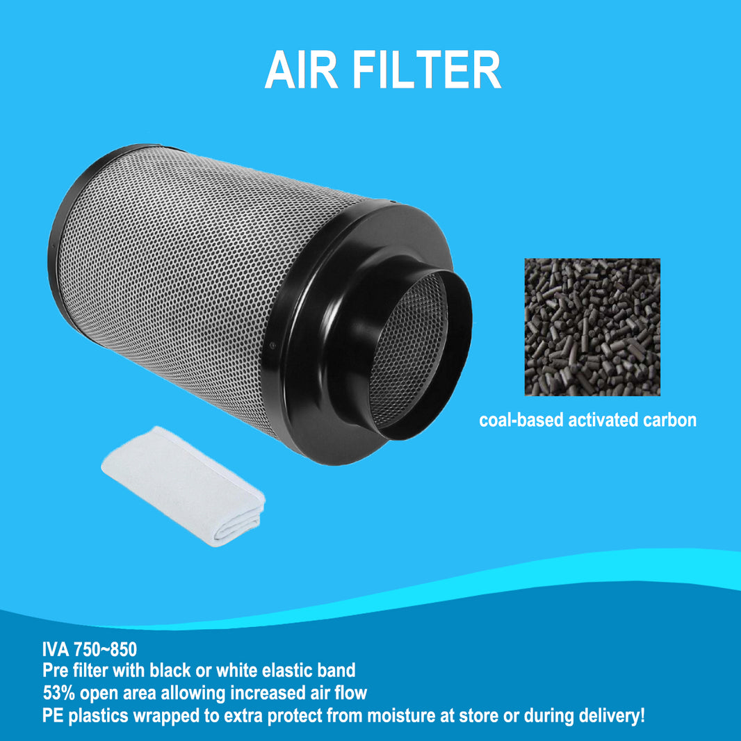 Hydroponics 4" Activated Carbon Filter Odor Control for Ventilation Kit