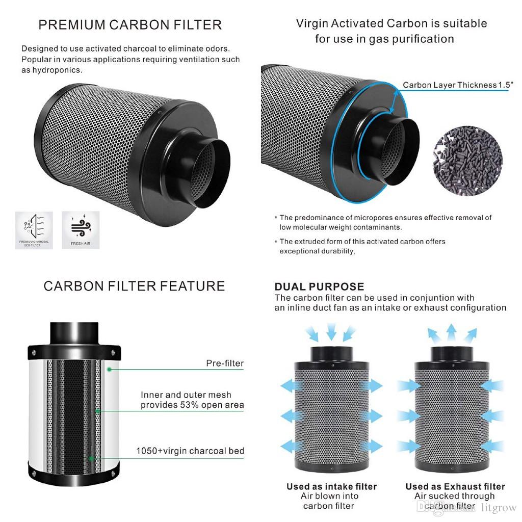 Hydroponics 8 Inch / 200mm Activated Carbon Filter 14KG for Inline Fan Ventilation Kit