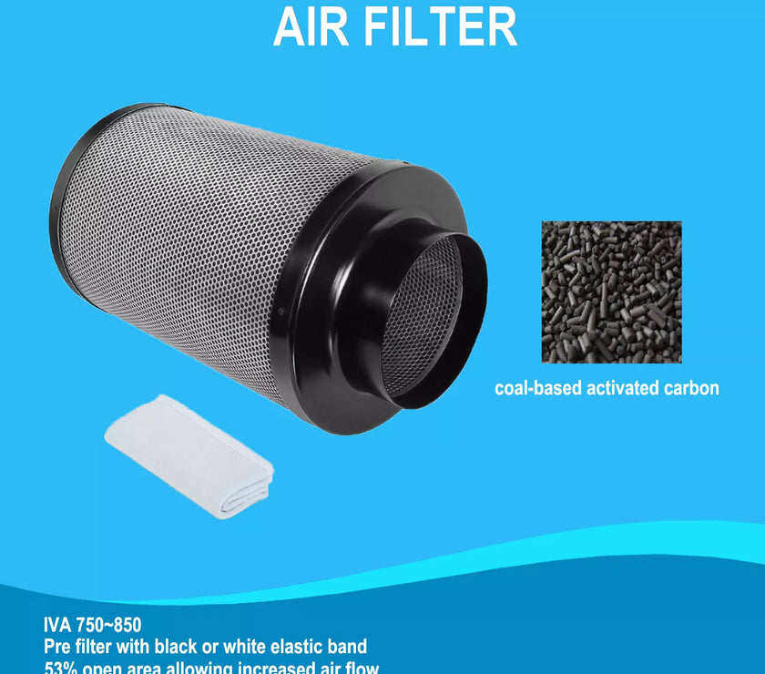 GROZY 6"/150mm Quiet Inline Fan with Speed Controller Carbon Filter Ducting Ventilation Kit