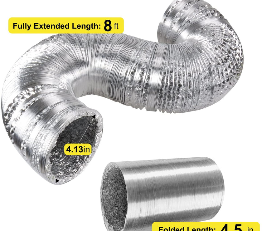 4 inch 4"/100 mm Low Noise Dual Aluminum Layers Ducting Kitchen Bathroom Grows Tent Duct