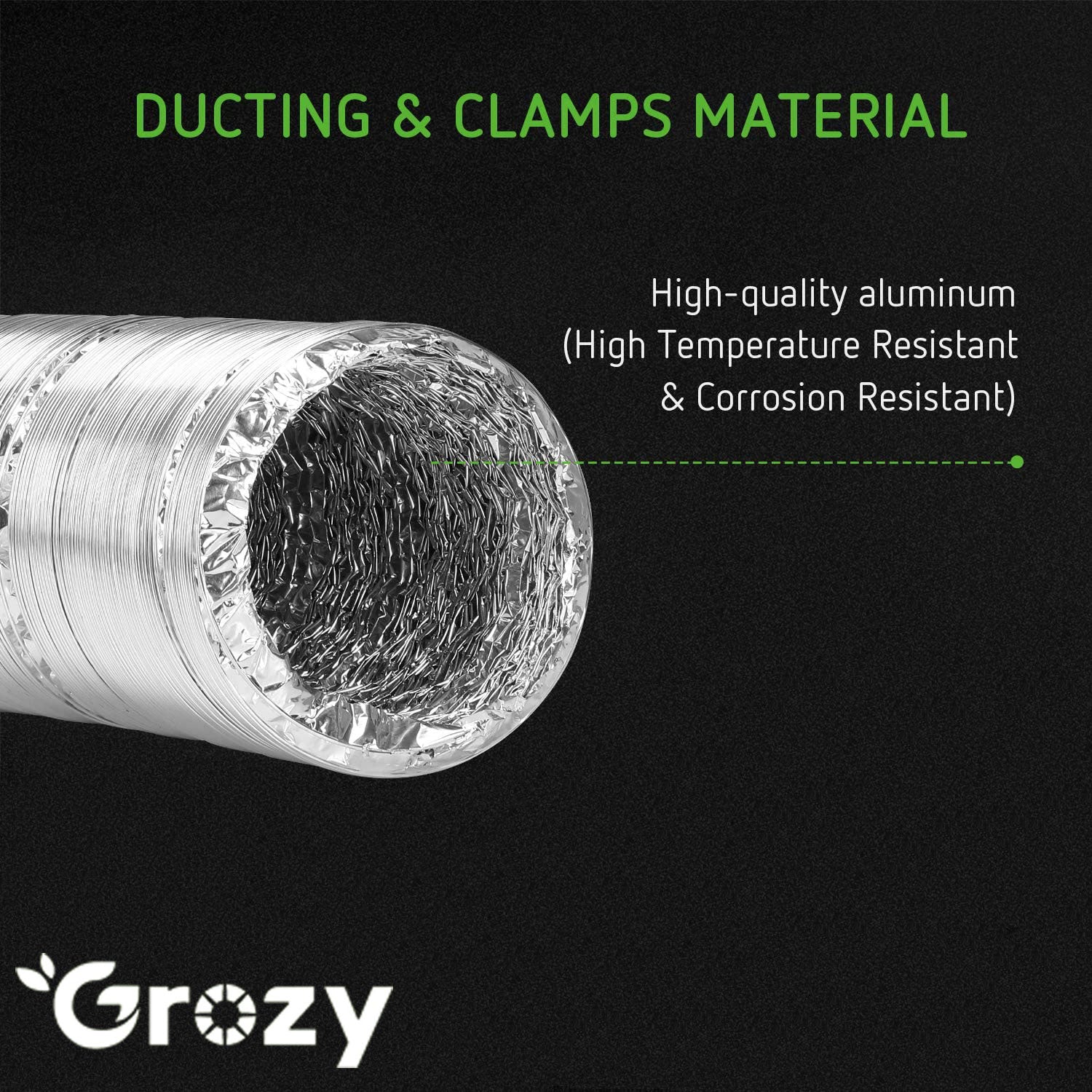 5 inch 5"/125mm Dual Layers Air Aluminum Ducting Kitchen Low Noise Ventilation Fan Duct