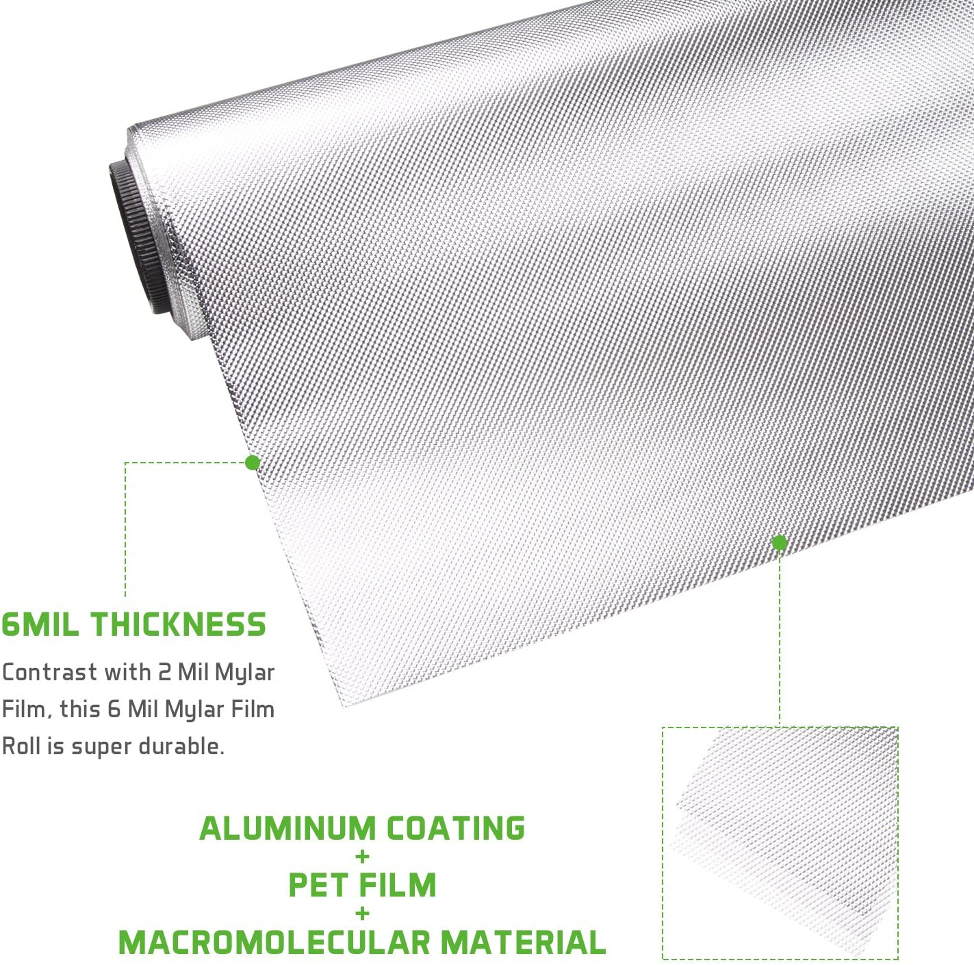 Diamond Silver White Film 6Mil High Reflective for Hydroponics Grow Room