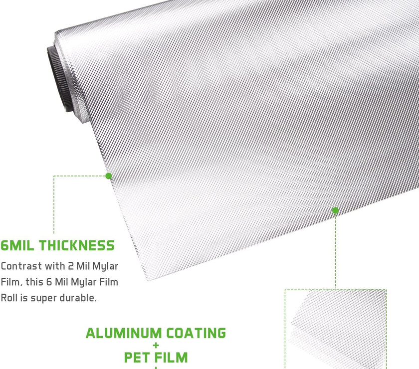 Diamond Silver White Film 6Mil High Reflective for Hydroponics Grow Room