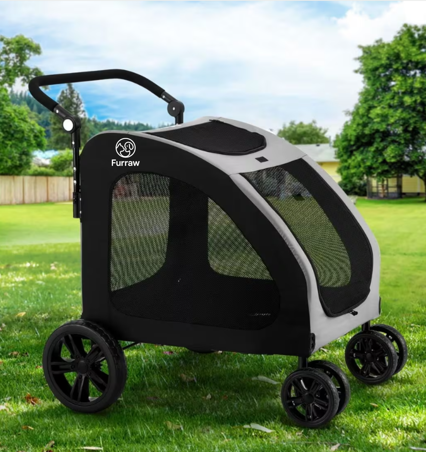 FURRAW Large Dog Stroller Heavy Duty Pet Pram Doggy Pushchair with Brakes for Extra Large Dogs Jogger Loads up to 50kg