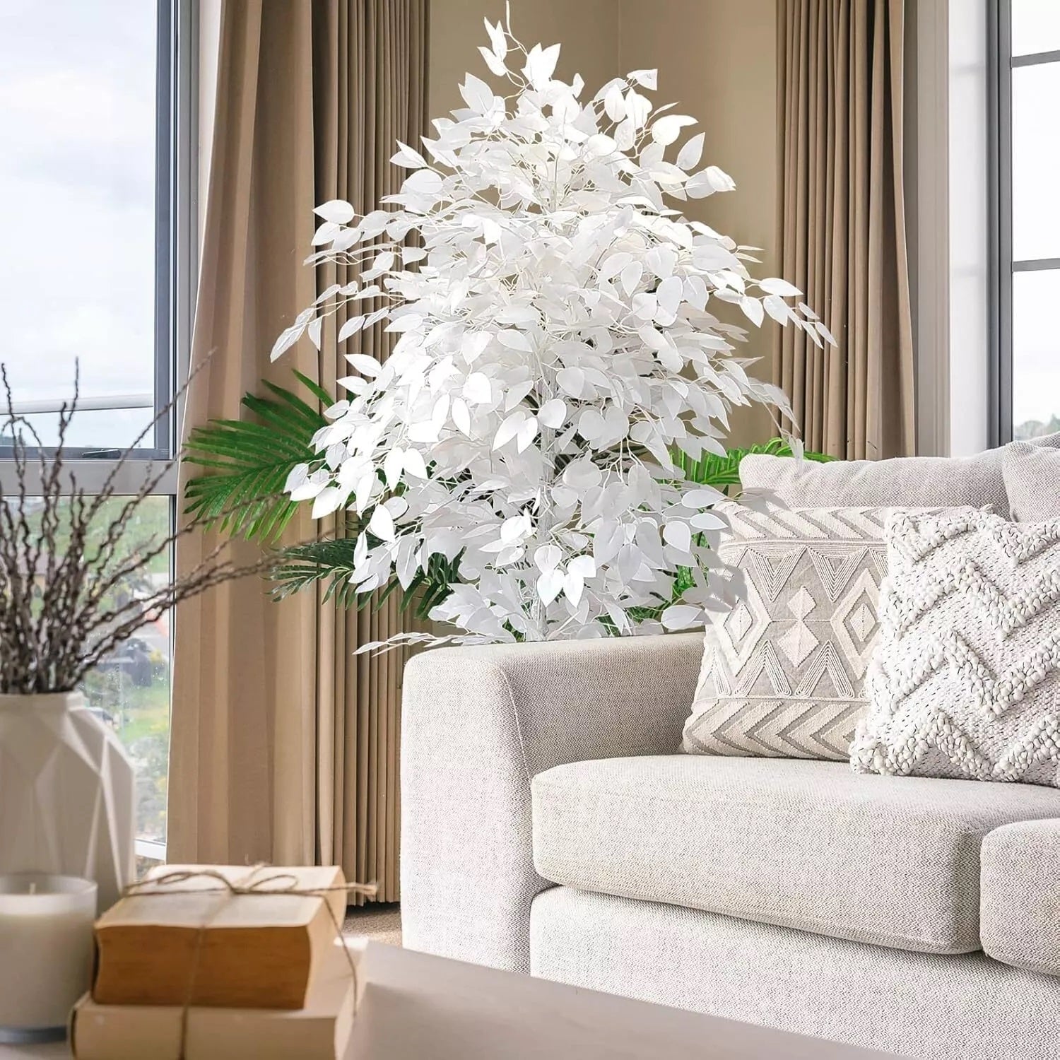 150cm Simulated White Fake Banyan Landscaping Tree Artificial Plants for Home Office Decor