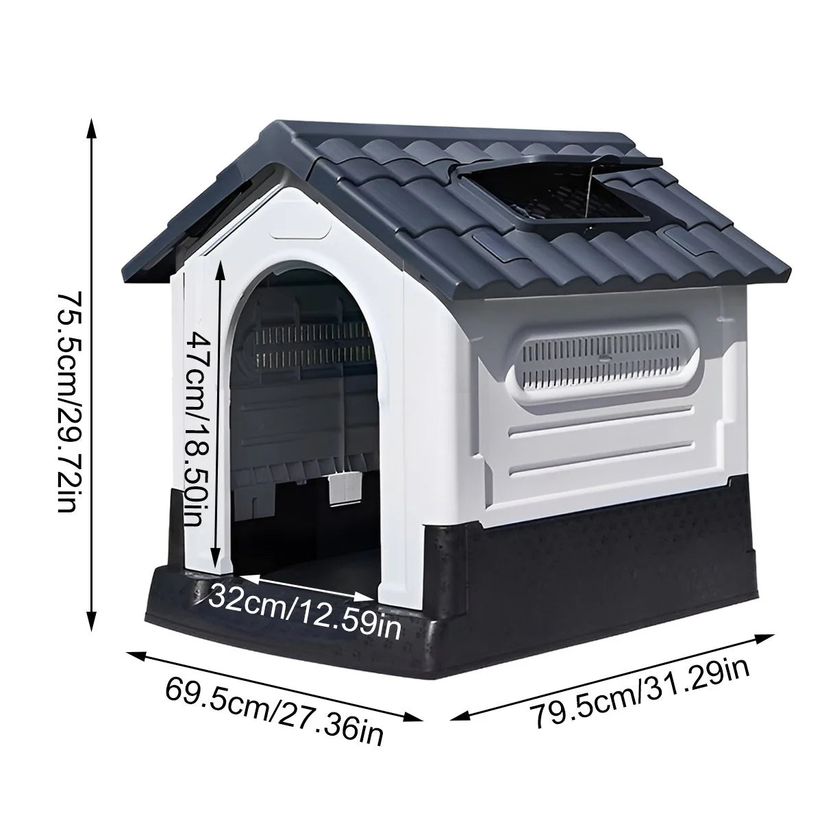 Pet Dog Kennel Outdoor Indoor Plastic Puppy Pet House Kennels Weatherproof L/XL