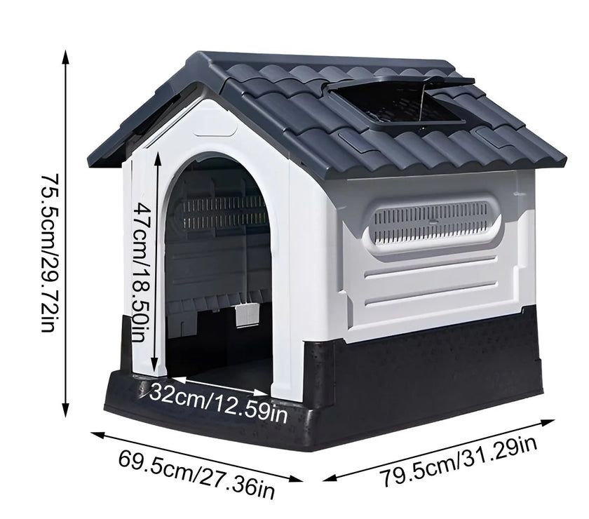 Pet Dog Kennel Outdoor Indoor Plastic Puppy Pet House Kennels Weatherproof L/XL