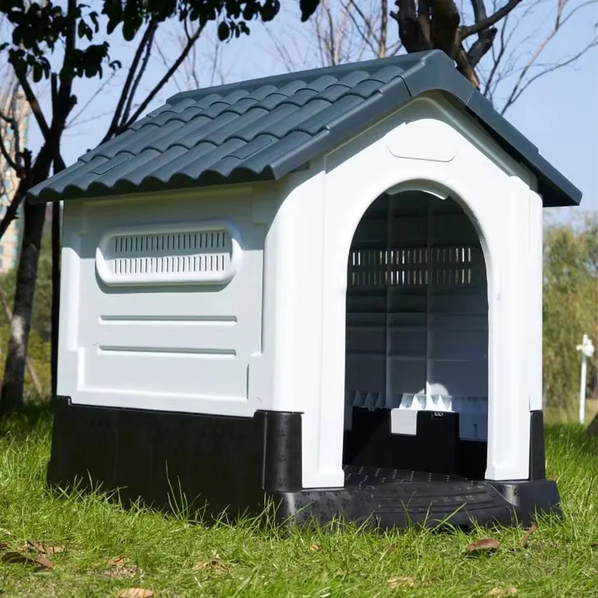 Pet Dog Kennel Outdoor Indoor Plastic Puppy Pet House Kennels Weatherproof L/XL