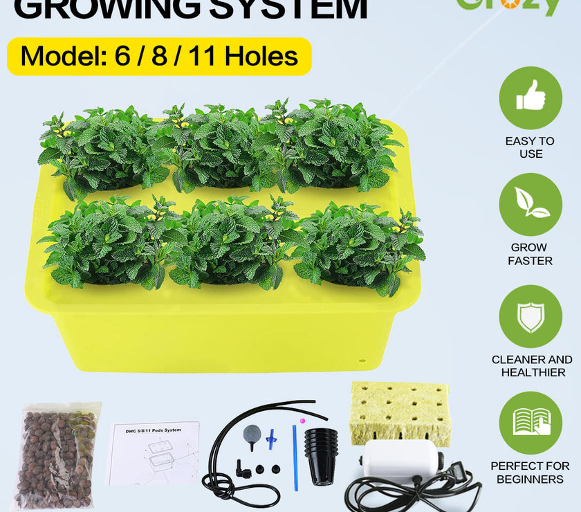 Hydroponics 6/8/11 Plants Complete DWC Growing Kits System Grow Vegetable Fruits