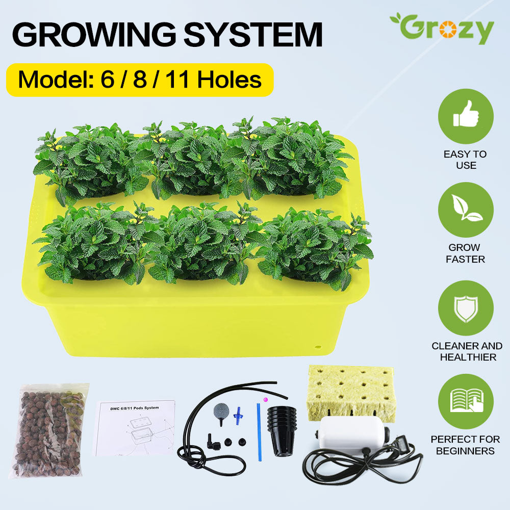 hydroponic 6 plant system Hydroponics 6/8/11 Plants Complete DWC Growing Kits System Grow Vegeta
