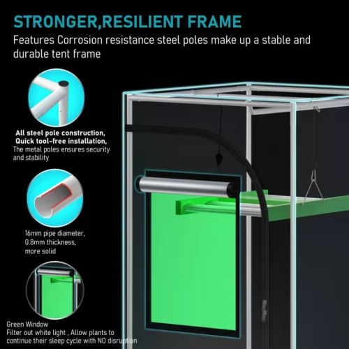 Grow Tent with Green Window for Hydroponics Grow System 120*60*180CM