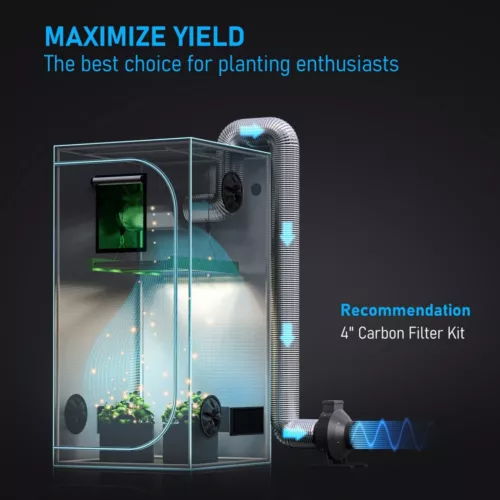 GROZY 90x50x160cm Grow Tent Hydroponics Indoor Plant Grow Room Reflective Oxford