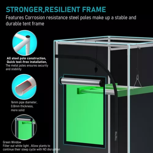 nano grow tent GROZY 90x90x180cm Grow Tent with Green View Window for Hydroponics Ind