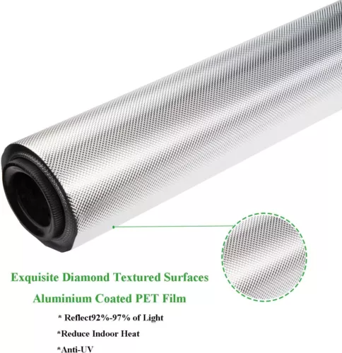 Diamond Silver White Film 6Mil High Reflective for Hydroponics Grow Room