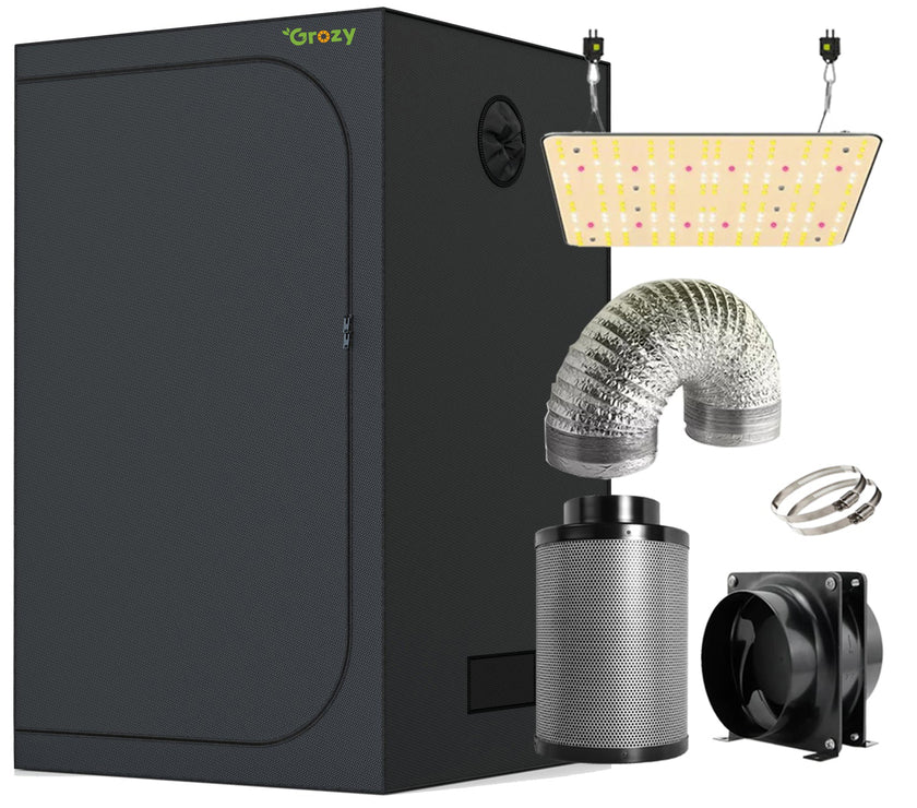 FLEXSTAR 120W LED Grow Light Carbon Filter Ventilation Kit Grow Tent Room Complete Kits