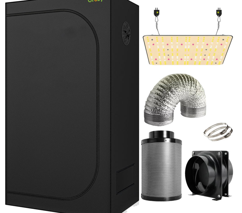 FLEXSTAR 120W LED Grow Light Carbon Filter Ventilation Kit Grow Tent Room Complete Kits