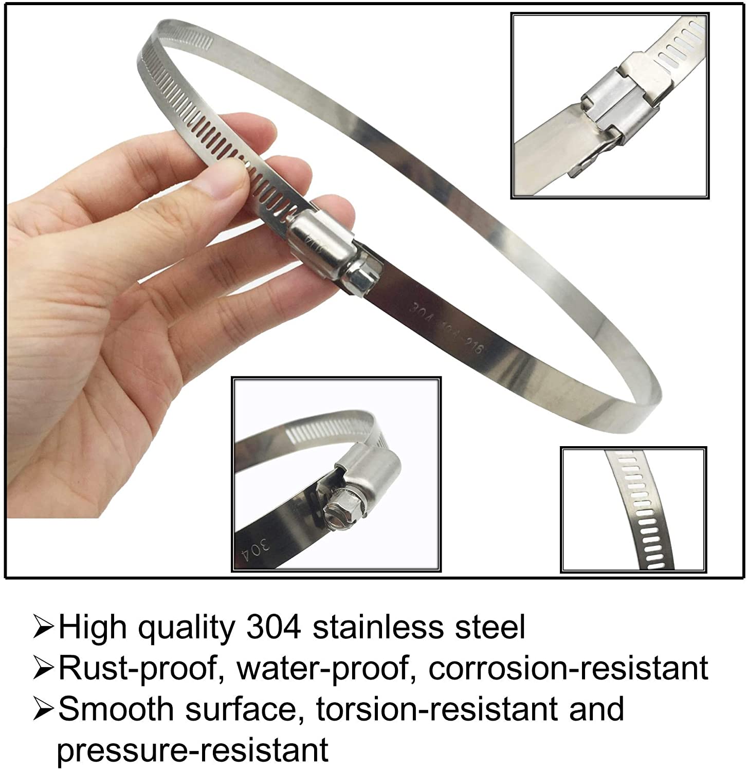 4 inch 100mm Stainless Steel Hose Clamp For Securing Duct Fan Flange Carbon Filter Hydroponics