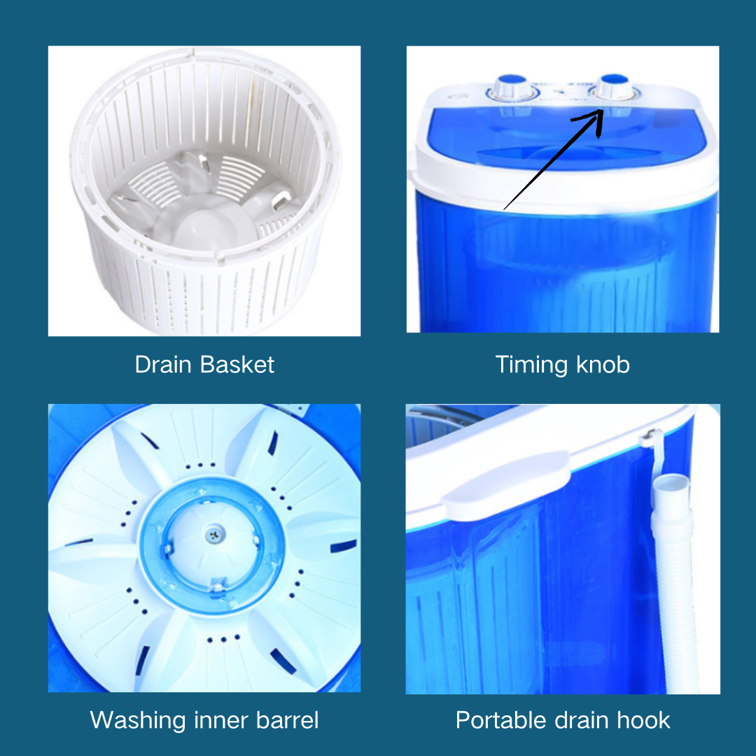 Portable Mini Washing Machine Shoes Wash Simple Washing 4.5KG Single Tub Washer with Basket & Brush For Camping Travel