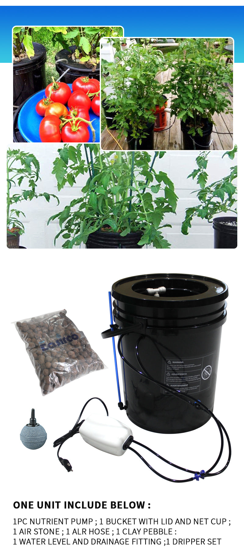 NEW 20L DWC & Drip Irrigation Growing System Hydroponics Recirculating Drip Watering