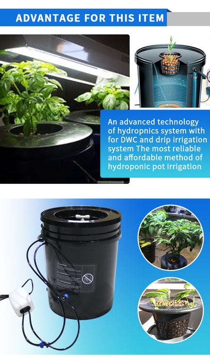 NEW 20L DWC & Drip Irrigation Growing System Hydroponics Recirculating Drip Watering