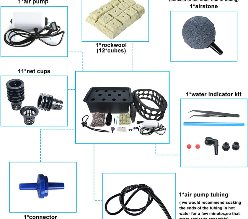 Hydroponics 6/8/11 Plants Complete DWC Growing Kits System Grow Vegetable Fruits