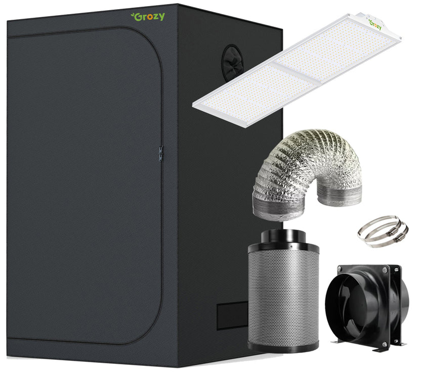 GROZY Model Q Series LED Grow Light Carbon Filter Ventilation Fan Kit Grow Tent Combo