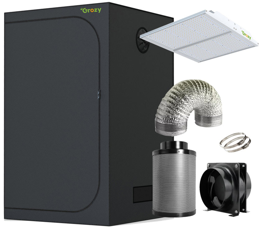 GROZY Model Q Series LED Grow Light Carbon Filter Ventilation Fan Kit Grow Tent Combo