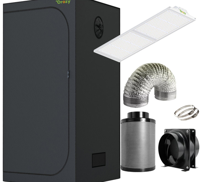 GROZY Model Q Series LED Grow Light Carbon Filter Ventilation Fan Kit Grow Tent Combo