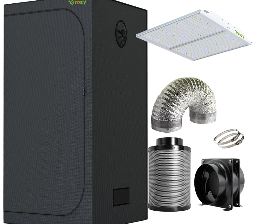 GROZY Model Q Series LED Grow Light Carbon Filter Ventilation Fan Kit Grow Tent Combo