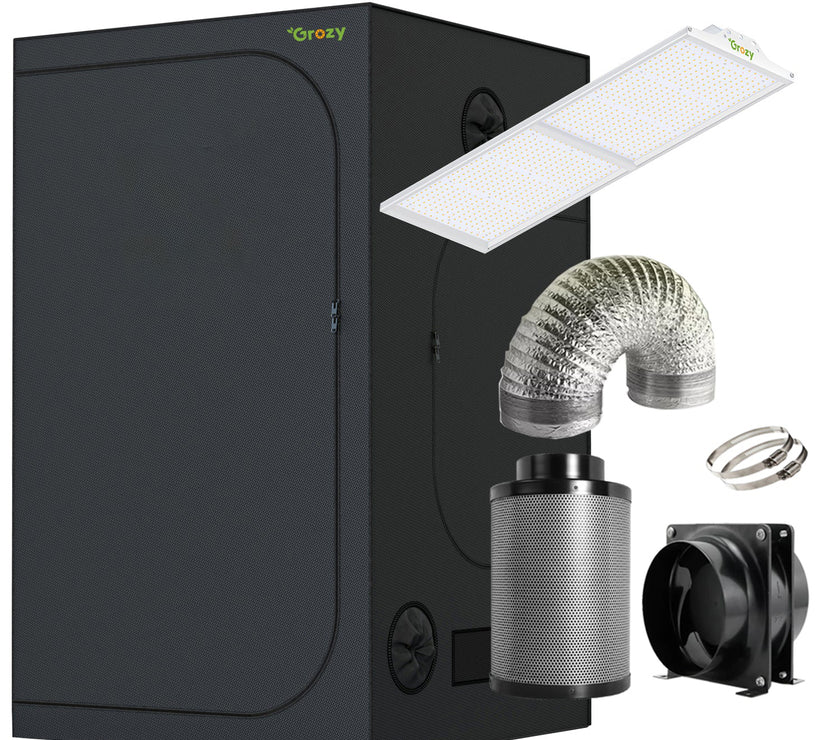 GROZY Model Q Series LED Grow Light Carbon Filter Ventilation Fan Kit Grow Tent Combo