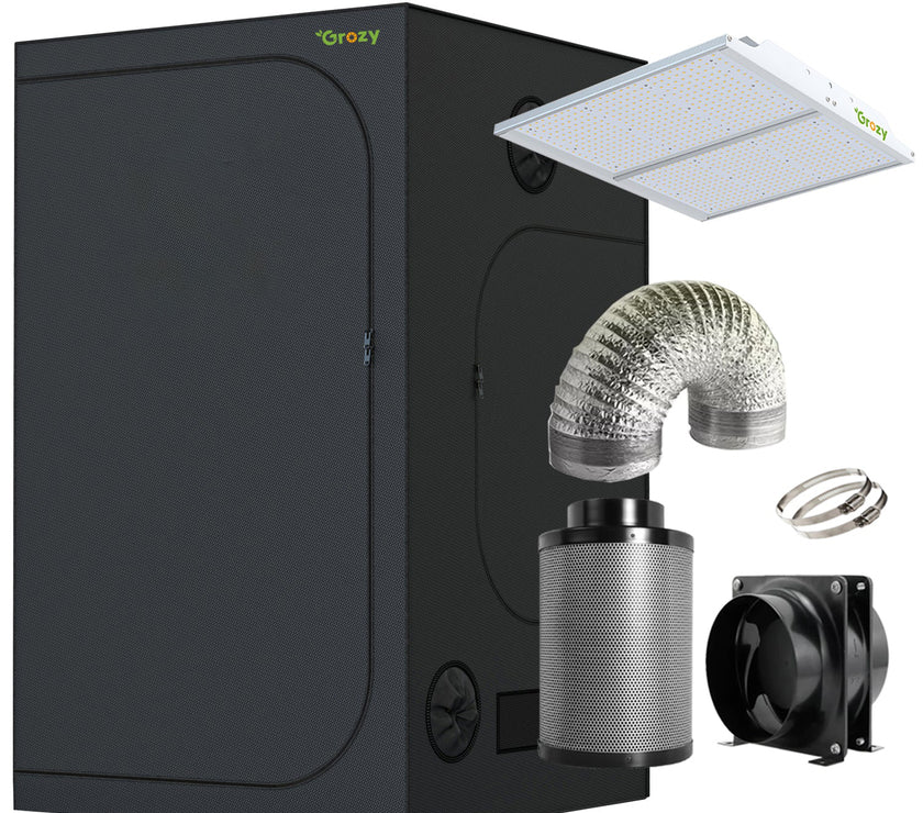 GROZY Model Q Series LED Grow Light Carbon Filter Ventilation Fan Kit Grow Tent Combo