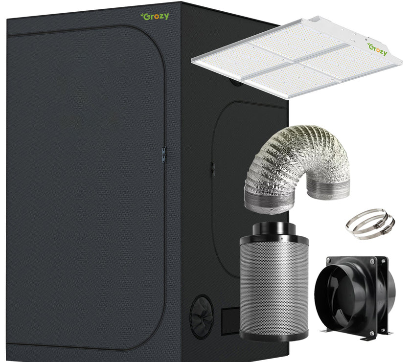 GROZY Model Q Series LED Grow Light Carbon Filter Ventilation Fan Kit Grow Tent Combo