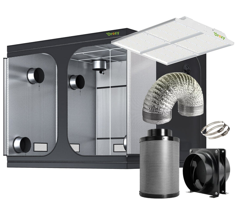 GROZY Model Q Series LED Grow Light Carbon Filter Ventilation Fan Kit Grow Tent Combo