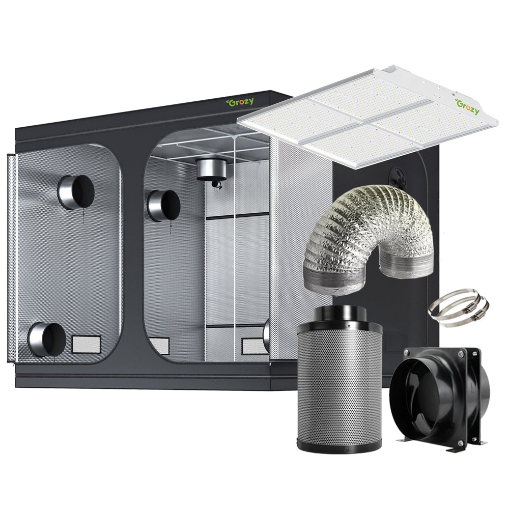 GROZY Model Q Series LED Grow Light Carbon Filter Ventilation Fan Kit Grow Tent Combo
