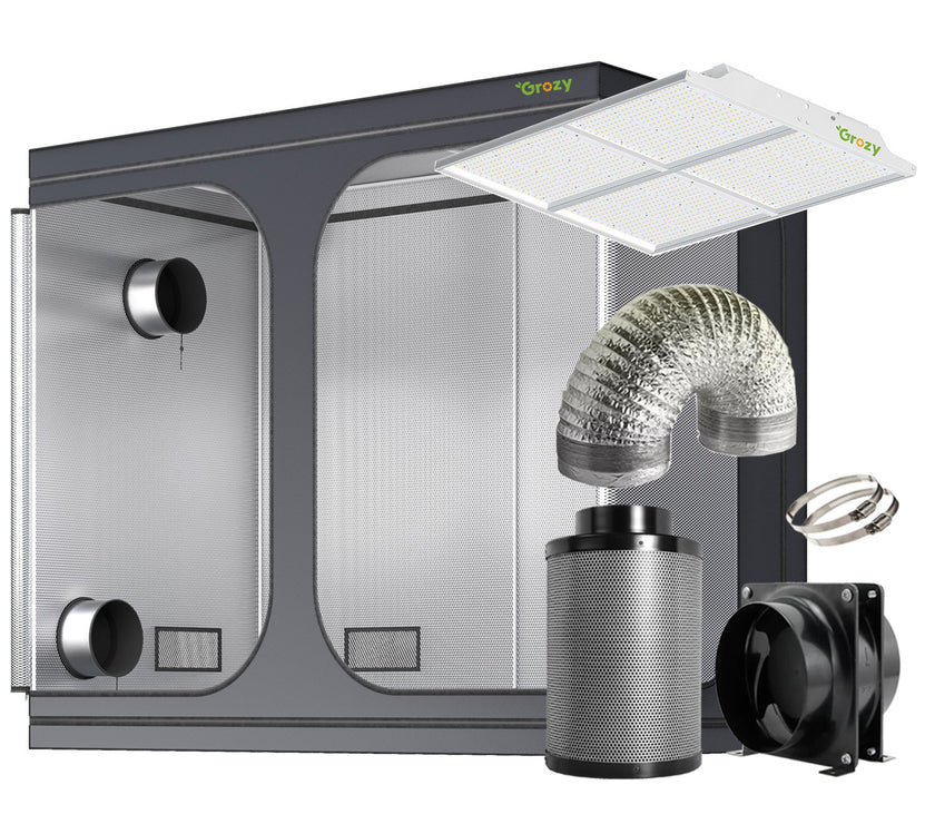 GROZY Model Q Series LED Grow Light Carbon Filter Ventilation Fan Kit Grow Tent Combo
