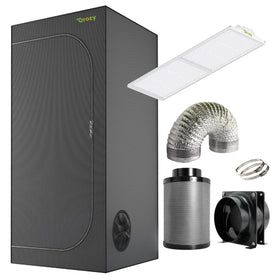 GROZY Model Q Series LED Grow Light Carbon Filter Ventilation Fan Kit Grow Tent Combo