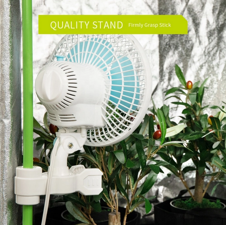 Hydroponics 2 Speed Clip Desk Fan 160mm Quiet Vertical 6" Oscillating Fan Fit Grows Tent Pole